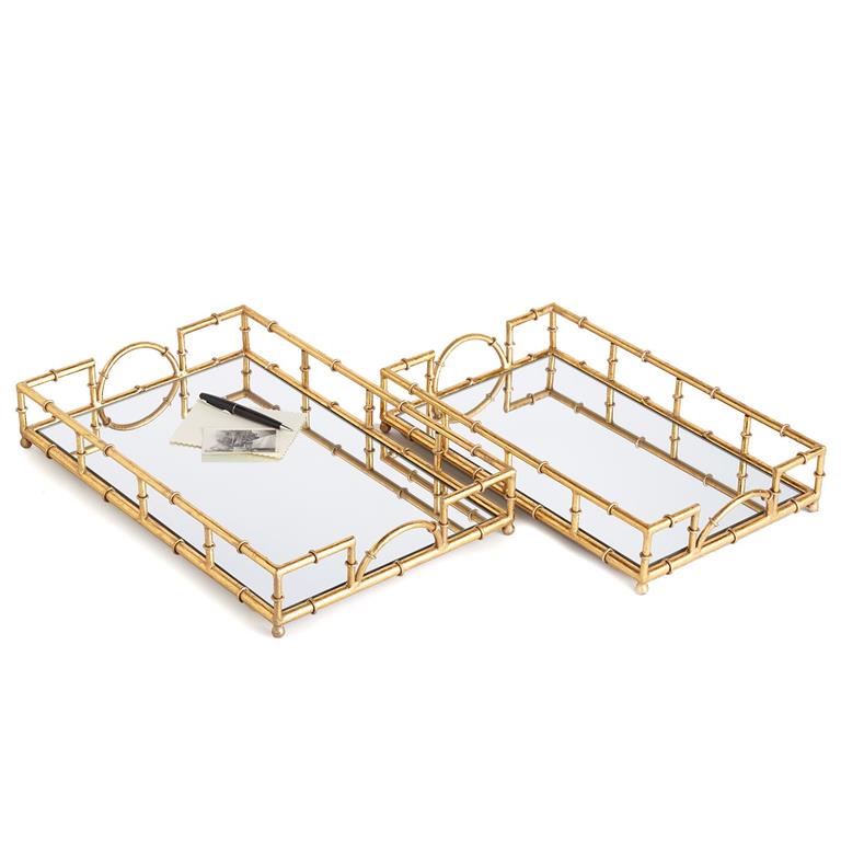 Bamboo Gold Mirrored Trays