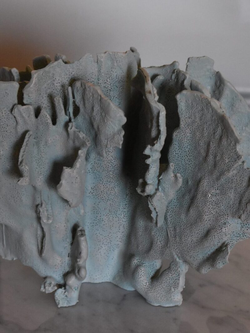 Sea-Blue Coral Sculptures With Removable Acrylic Base
