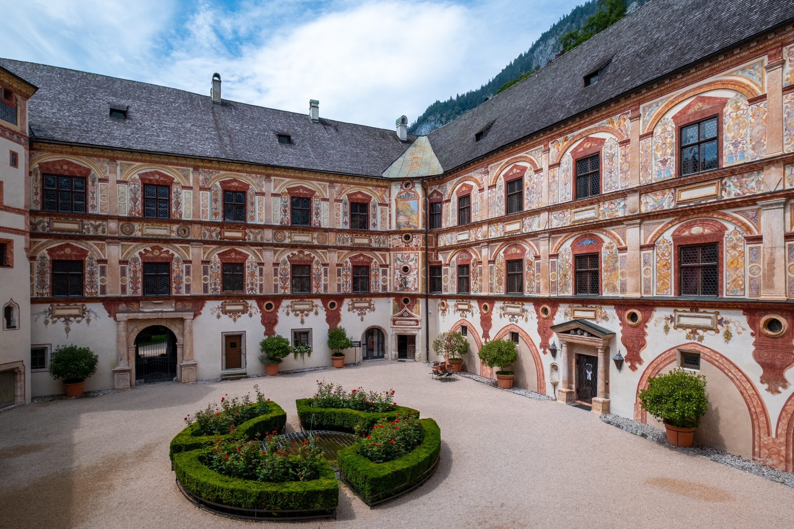 Renaissance courtyard at Schloss Tratzberg in Tyrol, Austria